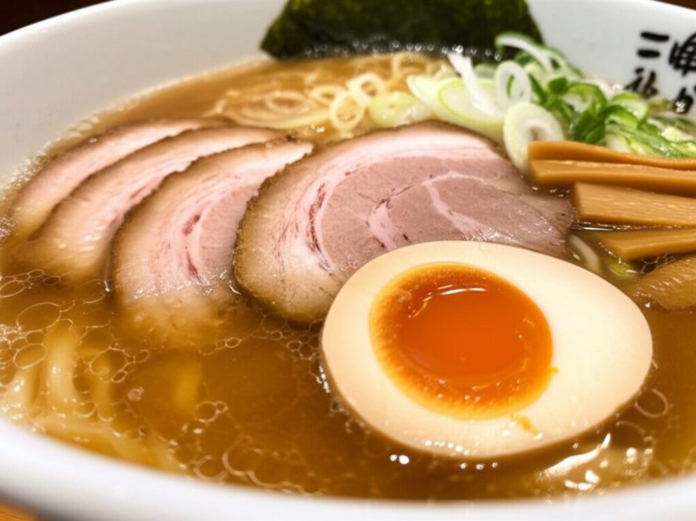 おいしそうなラーメン チャーシュー 煮卵 メンマ入り