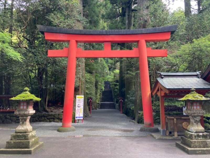 赤い鳥居と参道の階段